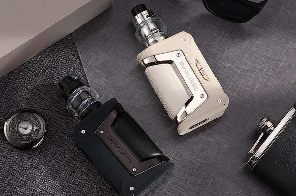 GeekVape L200 Classic 200W Starter Kit with sleek hardware design, display screen, and included vaping accessories.
