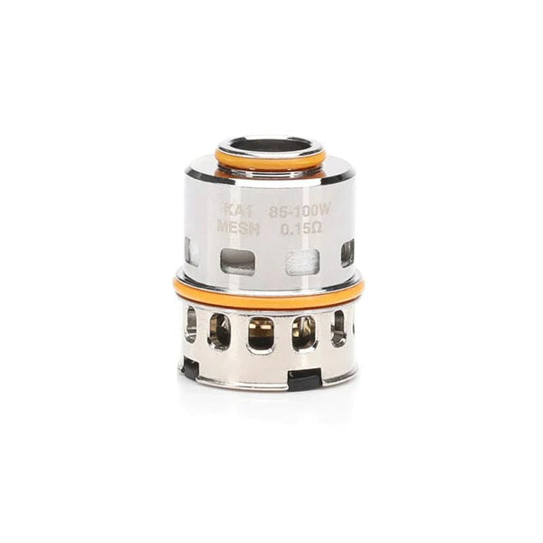 GeekVape M Series Mesh Coils for vape devices, showing a pack of replacement mesh coils with branding and packaging.