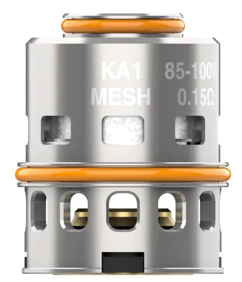 GeekVape M Series Mesh Coils for vape devices, showing a pack of replacement coils with mesh design and branding.