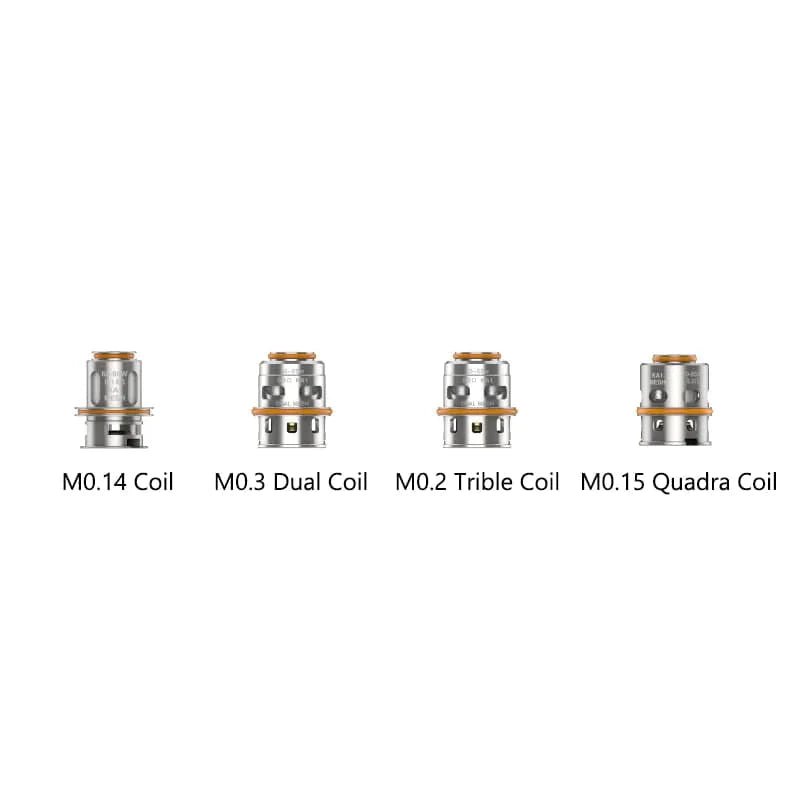 GeekVape M Series Mesh Coils for vape devices, showing multiple replacement coils with mesh design and branding.