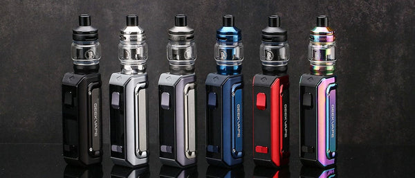 GeekVape M100 Aegis Mini 2 100W Starter Kit showing the compact device and accessories in a sleek hardware set.