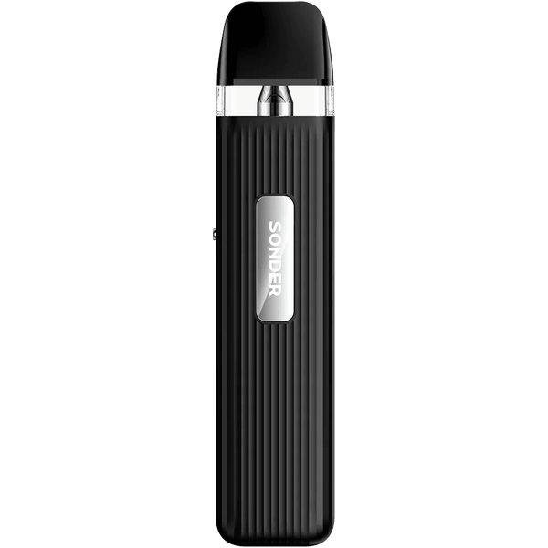 GeekVape Sonder Q 20W pod kit showing compact hardware with sleek design and replaceable pod system in black.