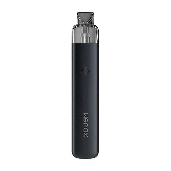 GeekVape Wenax K1 16W pod system with sleek compact design and integrated mouthpiece, showcasing hardware details.