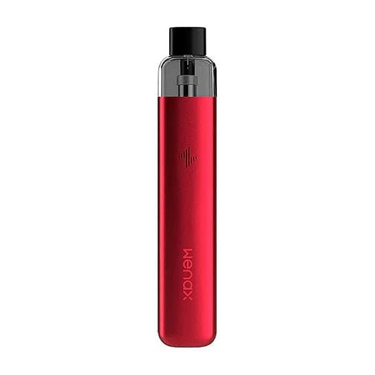 GeekVape Wenax K1 16W pod system showing sleek portable hardware with mouthpiece and button design.