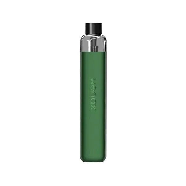 GeekVape Wenax K1 16W pod system with sleek design, compact hardware for vaping, featuring a mouthpiece and adjustable airflow