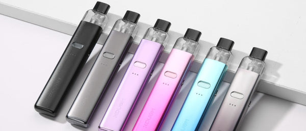 GeekVape Wenax K2 18W pod system vape device with sleek design and ergonomic mouthpiece, shown in the image.
