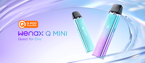 GeekVape Wenax Q Mini 25W pod system in black with compact design and replaceable pod for vaping.
