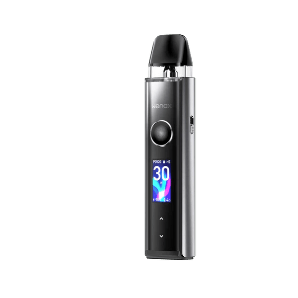 GeekVape Wenax Q Pro 30W pod kit showing compact hardware with sleek design and replaceable pod system.