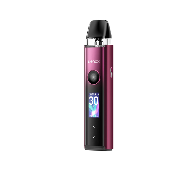 GeekVape Wenax Q Pro 30W pod kit with sleek hardware, compact design, and ergonomic mouthpiece for vaping comfort.