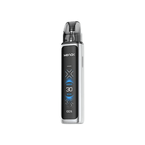 GeekVape Wenax Q Ultra 30W pod kit showing sleek hardware design with a compact, portable shape and adjustable airflow.