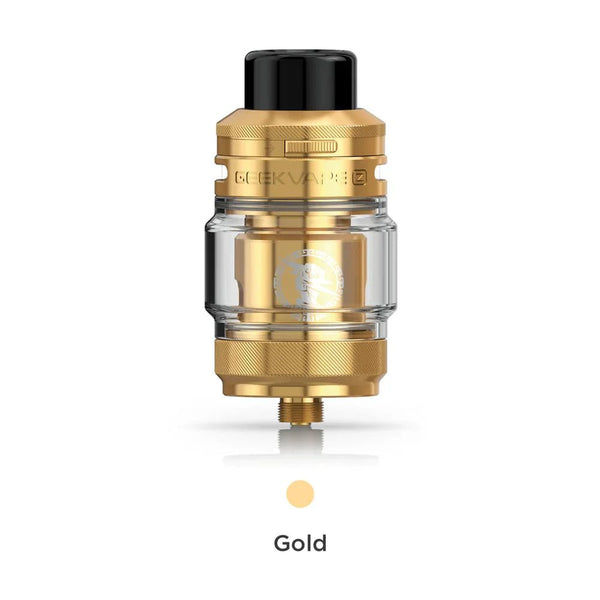 GeekVape Z Sub-Ohm SE Tank vape part with glass and metal construction, featuring adjustable airflow and a sleek design.