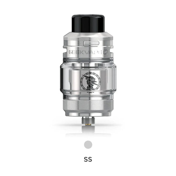 GeekVape Z Sub-Ohm SE Tank vape part with glass body, metal base, and adjustable airflow for enhanced vaping experience.