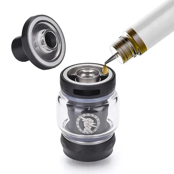 GeekVape Zeus Z Nano 2 vape tank with glass chamber and metal accents, designed for flavorful e-liquid vaping.