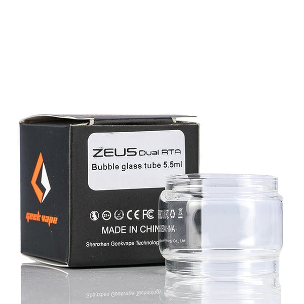 GeekVape Zeus Z Series replacement glass for vape tank, clear glass tube with branding accents.