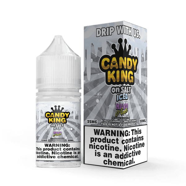 Hard Apple SALT on ICE e-liquid by Candy King, 30mL bottle showing vibrant apple and icy mint flavor profile.