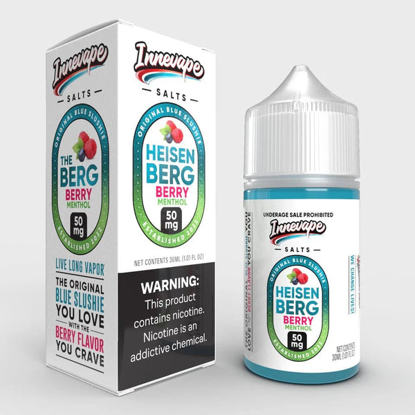 Heisenberg Berry Menthol SALT e-liquid by Innevape in a 30mL bottle, featuring berry and menthol flavor elements.