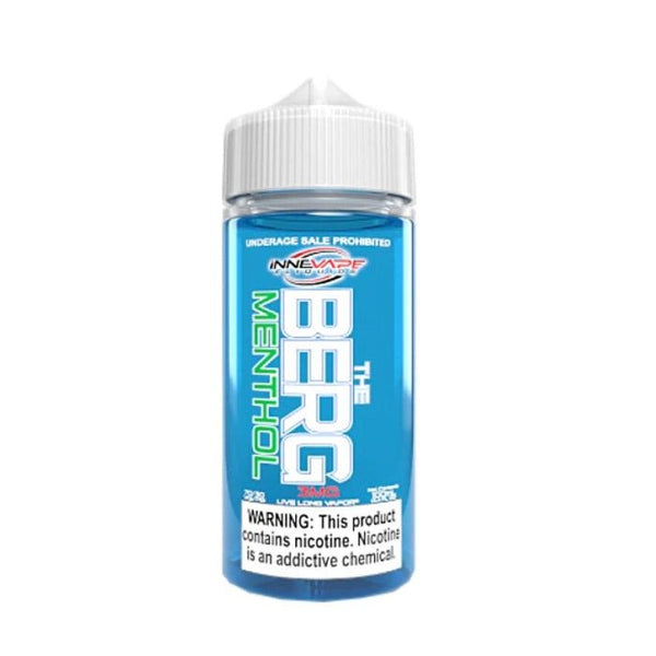 Innevape Heisenberg "THE BERG" E-Liquid in 6% and 3% strength, 100ml bottle, featuring colorful packaging and branding.