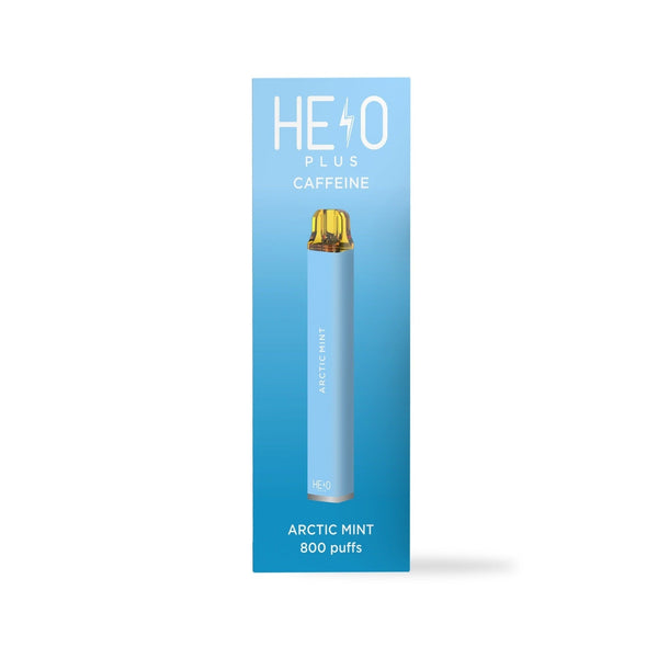 Melo Labs Helo Plus Caffeinated Zero Nicotine Vape disposable device with 800 puffs and 0% nicotine, featuring caffeine infusion.
