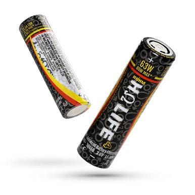 Hohm Tech LIFE4 18650 3015mAh vape battery showing metallic cylindrical cell with branding and safety markings