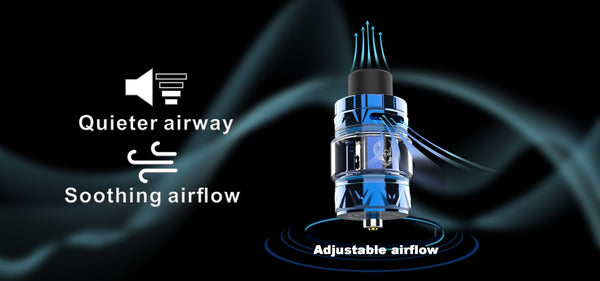 HorizonTech Sakerz Sub-Ohm Tank for vape devices, featuring a sleek design, glass chamber, and adjustable airflow.
