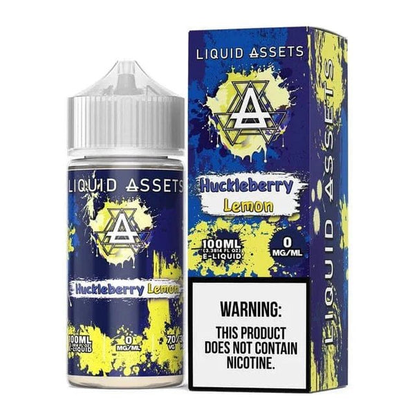 Huckleberry Lemon e-liquid by Liquid Assets in a 100mL bottle, featuring a berry and citrus flavor blend.