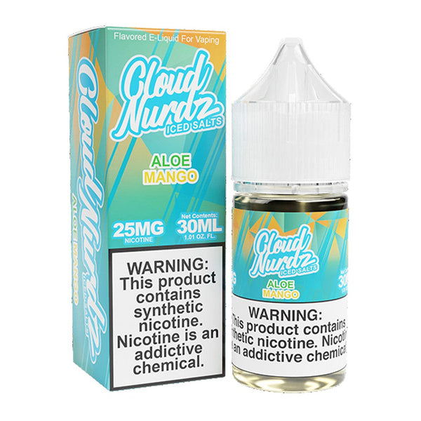 Iced Aloe Mango Salt e-liquid by Cloud Nurdz in a 30mL bottle, featuring a refreshing aloe mango flavor with cool icy notes.