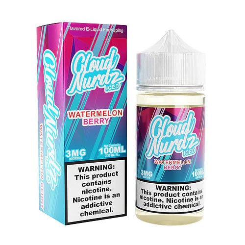 Iced Watermelon Berry e-liquid by Cloud Nurdz in a 100mL bottle, featuring a refreshing blend of watermelon and berry flavors.