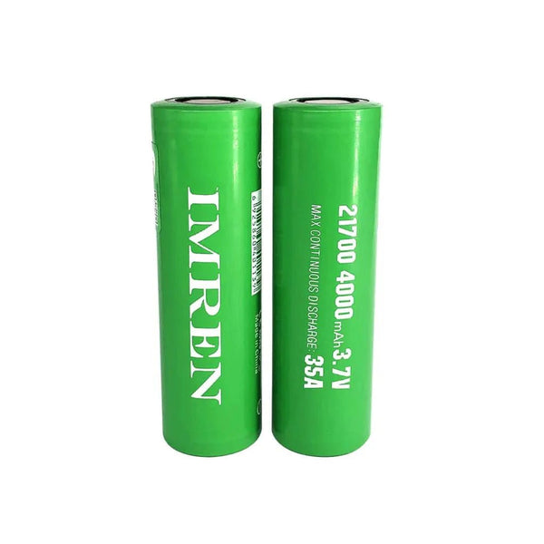 Imren 21700 35A 4000mAh rechargeable battery for vape devices, shown in a close-up image highlighting the battery label and terminals.