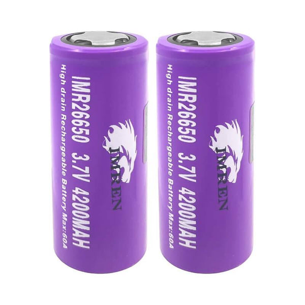 Imren 26650 rechargeable vape battery with 4200mAh capacity and 60A current, shown in a close-up image.