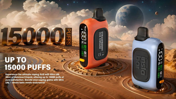 InstaBar WT15000 disposable vape device with sleek design and colorful branding, shown in a close-up image.