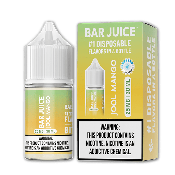 Bar Juice Jool Mango Salt E-liquid bottle, 30mL, featuring vibrant mango flavor with salt nicotine for smooth vaping experience.