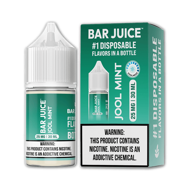 Jool Mint Salt E-liquid by Bar Juice in a 30mL bottle, with fresh mint flavor and clear packaging.