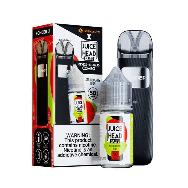 GeekVape Sonder U Kit with Juice Head Salts, compact vape hardware featuring adjustable airflow and sleek design.