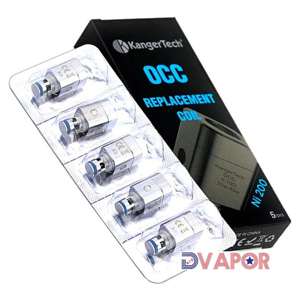 Kanger vertical OCC or SSOCC replacement coils for Subtank, 5-pack, vape part with new style design.