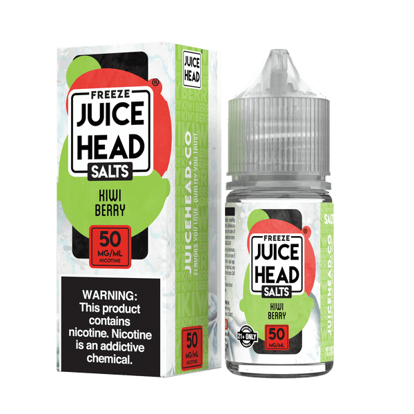 Juice Head Kiwi Berry Freeze Salt e-liquid bottle, 30mL with vibrant label featuring kiwi and berry fruits, for vaping.