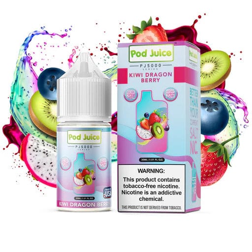 Kiwi Dragon Berry Pod Juice SALT e-liquid in 30mL bottle featuring a blend of kiwi, dragon fruit, and berry flavors.