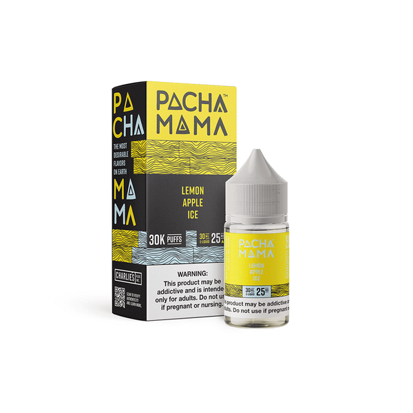 Lemon Apple ICE Salt e-liquid bottle by Pachamama, 30mL, featuring lemon and apple flavor with cooling menthol finish.