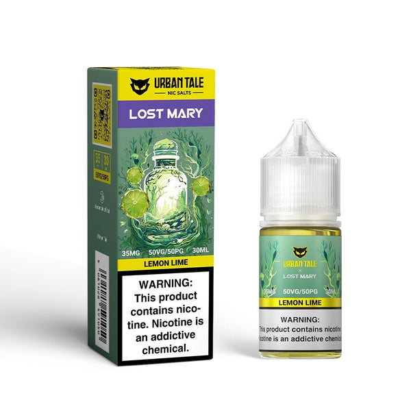 Lemon Lime SALT e-liquid by Urban Tale x Lost Mary, 30mL bottle with a lemon and lime flavor blend.
