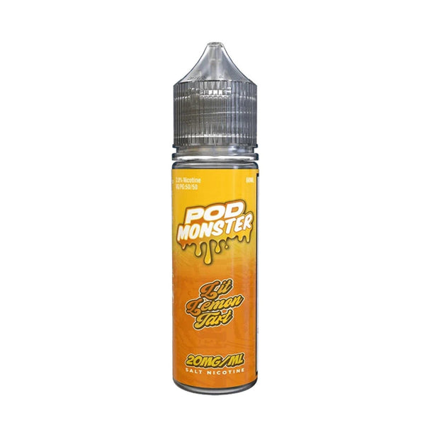 E-liquid bottle of Lit Lemon Tart SALT by Pod Monster, 60mL, featuring a bright lemon tart flavor label.