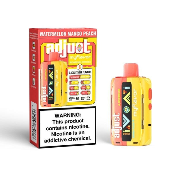 Adjust Lost Mary Adjust MyFlavor 40K disposable vape with colorful design and compact size, featuring a sleek mouthpiece.