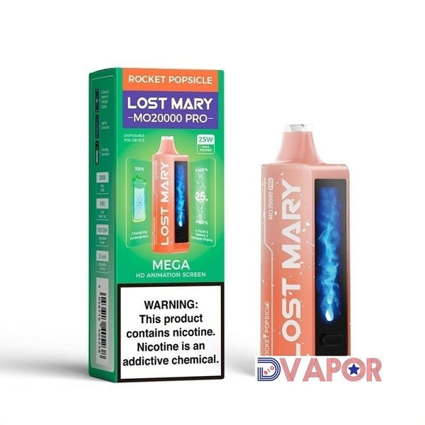Lost Mary MO20000 Pro disposable vape with animated HD screen, sleek design, and compact portable style.