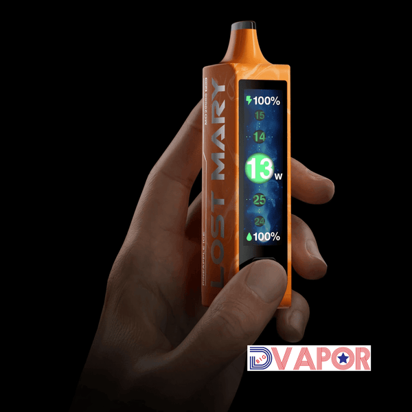 Lost Mary MO20000 Pro disposable vape with animated HD screen, sleek design, and compact size.