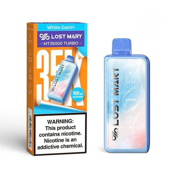 Lost Mary MT35000 Turbo disposable vape device with sleek design and colorful branding.
