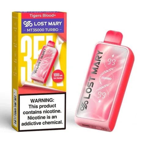 Lost Mary MT35000 Turbo disposable vape device with sleek design and colorful branding, ready for vaping.