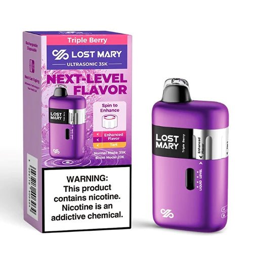 Lost Mary Ultrasonic 35K Disposable Vape, sleek design with mouthpiece and branding visible, easy-to-use vape device.