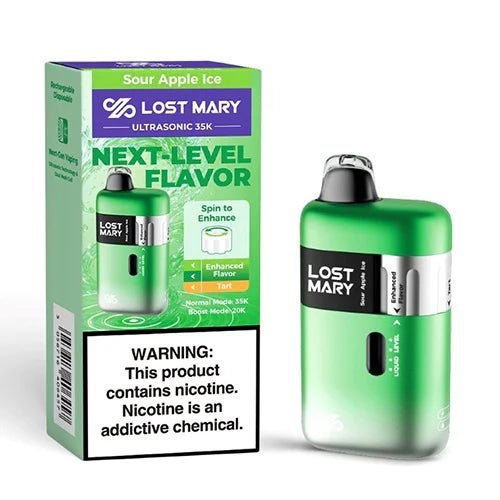 Lost Mary Ultrasonic 35K disposable vape device with sleek design and compact size, ideal for on-the-go vaping.