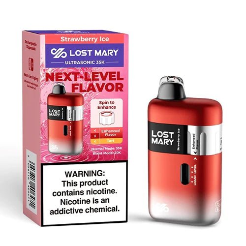 Lost Mary Ultrasonic 35K disposable vape pen with sleek design and mouthpiece, compact and portable for on-the-go vaping.