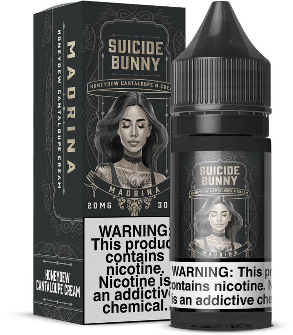 Madrina SALT e-liquid by Suicide Bunny eLiquids in a 30mL bottle, featuring a sleek design and vibrant label.