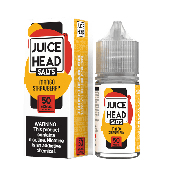 Mango and strawberry flavored salt nicotine e-liquid by Juice Head in a 30mL bottle.