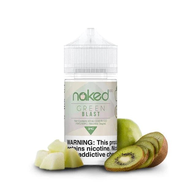 Naked 100 Melon Kiwi e-liquid bottle, 60mL, with colorful label featuring fresh melon and kiwi fruits for vaping.